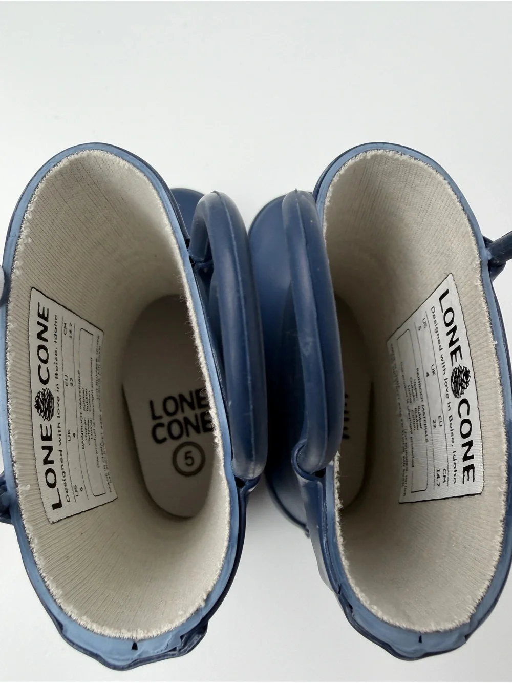 Lone Cone Toddler Unisex Rubber Rain Boots Matte Ribbon Blue Size 5